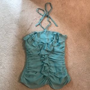 Teal ruffle top